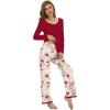 imageWiWi Womens Pajama Sets Soft Long Sleeves Top with Pants PJ 2 Piece Viscose from Bamboo Loungewear Set SXXLAwine Redred Floral