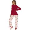 imageWiWi Womens Pajama Sets Soft Long Sleeves Top with Pants PJ 2 Piece Viscose from Bamboo Loungewear Set SXXLAwine Redred Floral