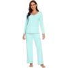 imageWiWi Womens Pajama Sets Soft Long Sleeves Top with Pants PJ 2 Piece Viscose from Bamboo Loungewear Set SXXLCaqua