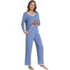 imageWiWi Womens Pajama Sets Soft Long Sleeves Top with Pants PJ 2 Piece Viscose from Bamboo Loungewear Set SXXLCfog Blue