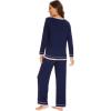 imageWiWi Womens Pajama Sets Soft Long Sleeves Top with Pants PJ 2 Piece Viscose from Bamboo Loungewear Set SXXLCnavy