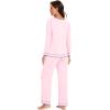 imageWiWi Womens Pajama Sets Soft Long Sleeves Top with Pants PJ 2 Piece Viscose from Bamboo Loungewear Set SXXLCpink
