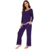 imageWiWi Womens Pajama Sets Soft Long Sleeves Top with Pants PJ 2 Piece Viscose from Bamboo Loungewear Set SXXLCpurplish Red