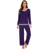 imageWiWi Womens Pajama Sets Soft Long Sleeves Top with Pants PJ 2 Piece Viscose from Bamboo Loungewear Set SXXLCpurplish Red