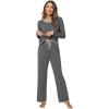 imageWiWi Womens Pajamas Set Soft Long Sleeve Tops and Pants Viscose from Bamboo Sleepwear Lightweight Pj Loungewear SXXLA Heather Grey