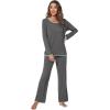 imageWiWi Womens Pajamas Set Soft Long Sleeve Tops and Pants Viscose from Bamboo Sleepwear Lightweight Pj Loungewear SXXLA Heather Grey