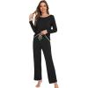 imageWiWi Womens Pajamas Set Soft Long Sleeve Tops and Pants Viscose from Bamboo Sleepwear Lightweight Pj Loungewear SXXLAblack