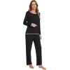 imageWiWi Womens Pajamas Set Soft Long Sleeve Tops and Pants Viscose from Bamboo Sleepwear Lightweight Pj Loungewear SXXLAblack