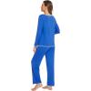 imageWiWi Womens Pajamas Set Soft Long Sleeve Tops and Pants Viscose from Bamboo Sleepwear Lightweight Pj Loungewear SXXLAbright Blue