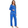 imageWiWi Womens Pajamas Set Soft Long Sleeve Tops and Pants Viscose from Bamboo Sleepwear Lightweight Pj Loungewear SXXLAbright Blue