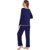 imageWiWi Womens Pajamas Set Soft Long Sleeve Tops and Pants Viscose from Bamboo Sleepwear Lightweight Pj Loungewear SXXLAnavy