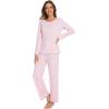 imageWiWi Womens Pajamas Set Soft Long Sleeve Tops and Pants Viscose from Bamboo Sleepwear Lightweight Pj Loungewear SXXLApink