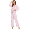 imageWiWi Womens Pajamas Set Soft Long Sleeve Tops and Pants Viscose from Bamboo Sleepwear Lightweight Pj Loungewear SXXLApink