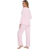imageWiWi Womens Pajamas Set Soft Long Sleeve Tops and Pants Viscose from Bamboo Sleepwear Lightweight Pj Loungewear SXXLApink