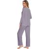 imageWiWi Womens Pajamas Set Soft Long Sleeve Tops and Pants Viscose from Bamboo Sleepwear Lightweight Pj Loungewear SXXLAviolet