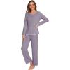 imageWiWi Womens Pajamas Set Soft Long Sleeve Tops and Pants Viscose from Bamboo Sleepwear Lightweight Pj Loungewear SXXLAviolet
