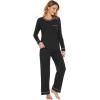 imageWiWi Womens Pajamas Set Soft Long Sleeve Tops and Pants Viscose from Bamboo Sleepwear Lightweight Pj Loungewear SXXLBblack