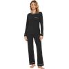 imageWiWi Womens Pajamas Set Soft Long Sleeve Tops and Pants Viscose from Bamboo Sleepwear Lightweight Pj Loungewear SXXLBblack