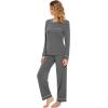 imageWiWi Womens Pajamas Set Soft Long Sleeve Tops and Pants Viscose from Bamboo Sleepwear Lightweight Pj Loungewear SXXLBdark Heather Grey