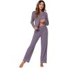 imageWiWi Womens Pajamas Set Soft Long Sleeve Tops and Pants Viscose from Bamboo Sleepwear Lightweight Pj Loungewear SXXLBviolet