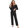 imageWiWi Womens Pajamas Set Soft Long Sleeve Tops and Pants Viscose from Bamboo Sleepwear Lightweight Pj Loungewear SXXLCblack