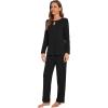 imageWiWi Womens Pajamas Set Soft Long Sleeve Tops and Pants Viscose from Bamboo Sleepwear Lightweight Pj Loungewear SXXLCblack