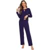 imageWiWi Womens Pajamas Set Soft Long Sleeve Tops and Pants Viscose from Bamboo Sleepwear Lightweight Pj Loungewear SXXLCnavy