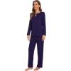 imageWiWi Womens Pajamas Set Soft Long Sleeve Tops and Pants Viscose from Bamboo Sleepwear Lightweight Pj Loungewear SXXLCnavy