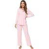 imageWiWi Womens Pajamas Set Soft Long Sleeve Tops and Pants Viscose from Bamboo Sleepwear Lightweight Pj Loungewear SXXLCpink