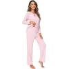 imageWiWi Womens Pajamas Set Soft Long Sleeve Tops and Pants Viscose from Bamboo Sleepwear Lightweight Pj Loungewear SXXLCpink