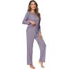 imageWiWi Womens Pajamas Set Soft Long Sleeve Tops and Pants Viscose from Bamboo Sleepwear Lightweight Pj Loungewear SXXLCviolet
