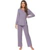 imageWiWi Womens Pajamas Set Soft Long Sleeve Tops and Pants Viscose from Bamboo Sleepwear Lightweight Pj Loungewear SXXLCviolet