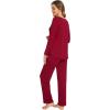 imageWiWi Womens Pajamas Set Soft Long Sleeve Tops and Pants Viscose from Bamboo Sleepwear Lightweight Pj Loungewear SXXLCwine Red