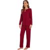 imageWiWi Womens Pajamas Set Soft Long Sleeve Tops and Pants Viscose from Bamboo Sleepwear Lightweight Pj Loungewear SXXLCwine Red
