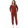 imageWiWi Pajamas Set for Women Waffle Knit Sleepwear Long Sleeve Tops and Jogger Pants with Pockets Loungewear SXXLBrickred