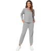 imageWiWi Pajamas Set for Women Waffle Knit Sleepwear Long Sleeve Tops and Jogger Pants with Pockets Loungewear SXXLHeather Grey