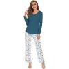 imageWiWi Pajamas for Women Long Sleeve Sleepwear with Pants Set Soft Casual Pj Warm Viscose from Bamboo Lounge Sets SXXLAwhiteGreen Dots