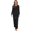 imageWiWi Womens Pajamas Set Soft Long Sleeve Tops and Pants Viscose from Bamboo Sleepwear Lightweight Pj Loungewear SXXLCblack