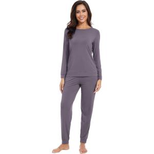 imageWiWi Viscose from Bamboo Womens Pajama Set Soft Long Sleeve Pajamas Sets SXXLDpurplish Grey