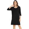 imageWiWi Bamboo Viscose Nightgowns for Women 34 Sleeve Nightshirts Sleep Shirt Plus Size Sleepwear Pajamas Dress S4XDblack