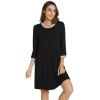imageWiWi Bamboo Viscose Nightgowns for Women 34 Sleeve Nightshirts Sleep Shirt Plus Size Sleepwear Pajamas Dress S4XDblack