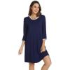 imageWiWi Bamboo Viscose Nightgowns for Women 34 Sleeve Nightshirts Sleep Shirt Plus Size Sleepwear Pajamas Dress S4XDnavy
