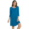 imageWiWi Bamboo Viscose Nightgowns for Women 34 Sleeve Nightshirts Sleep Shirt Plus Size Sleepwear Pajamas Dress S4XDteal Blue