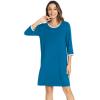 imageWiWi Bamboo Viscose Nightgowns for Women 34 Sleeve Nightshirts Sleep Shirt Plus Size Sleepwear Pajamas Dress S4XDteal Blue