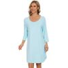 imageWiWi Bamboo Viscose Nightgowns for Women 34 Sleeve Nightshirts Sleep Shirt Plus Size Sleepwear Pajamas Dress S4XEaqua