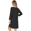imageWiWi Bamboo Viscose Nightgowns for Women 34 Sleeve Nightshirts Sleep Shirt Plus Size Sleepwear Pajamas Dress S4XEblack