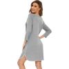 imageWiWi Bamboo Viscose Nightgowns for Women 34 Sleeve Nightshirts Sleep Shirt Plus Size Sleepwear Pajamas Dress S4XEheather Grey