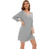 imageWiWi Bamboo Viscose Nightgowns for Women 34 Sleeve Nightshirts Sleep Shirt Plus Size Sleepwear Pajamas Dress S4XEheather Grey