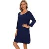 imageWiWi Bamboo Viscose Nightgowns for Women 34 Sleeve Nightshirts Sleep Shirt Plus Size Sleepwear Pajamas Dress S4XEnavy