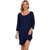 imageWiWi Bamboo Viscose Nightgowns for Women 34 Sleeve Nightshirts Sleep Shirt Plus Size Sleepwear Pajamas Dress S4XEnavy